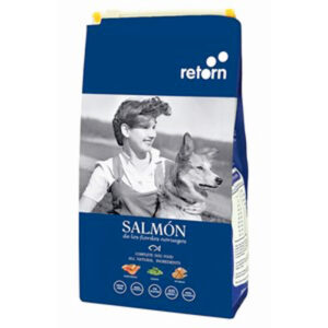 Retorn Salmón es un pienso completo para perros adultos. 40% mínimo de SALMÓN, GUISANTES y BONIATO. 